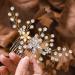 Iyou bridal jewelry wedding hair crest gold glossy crystal side ridge flower pearl hair part bride leaves hair accessories for women and girls