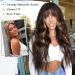 AISI QUEENS Brown Highlight Wig with Bangs - Long Wavy Synthetic Hair for Women | Curly Wavy Style for Daily & Party Wear | Brown Mixed Blonde - Buy Online on GoSupps.com