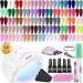 JODSONE 60 PCS Gel Nail Polish Kit with UV Light Base and Matte Glossy Top Coat Nail Gel Polish Soak off Manicure Accessory Tools Suitable for All Seasons 60KIT 01