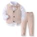 Volunboy Baby Boys Gentleman Suit Toddler Formal Waistcoat Outfit Wedding Shirts + Vest +Bow Tie 4 PCS Set 12-18 Months Linen