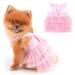 PAIDEFUL Small Dog Dress Striped Denim Organza Bow Beads Tutu Skirt Summer Soft Comfortable Breathable Puppy Clothes Sleeveless Button Kitten Apparel Pink XS XS: Chest: 30cm/11.8" Back:20cm/7.9" pink