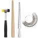 HEYMOUS Ring Mandrel Metal Ring Sizer Set with Jewelry Rubber Mallet Hammer Rings Size Measuring Tools Finger Gauge Wood Ring Shaper Tool Jeweler's Repair Kit