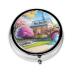Unicorn Fairy Taleround Pill Box 3 Compartment Round Pill Box Organizer &Portable Travel Pill Box for Traveling.