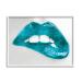Stupell Industries Modern Blue Fashion Lip Bite Feminine Glam Photography Designed by Sarah McGuire White Framed Wall Art 14 x 11 Silver 14x11 Silver