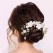 Flower Headband Bridal Headband for Women Boho Headpiece Hair Vine Girls Hair Accessories Bridal Bridesmaid Wedding Headpiece Pearl Flower Leaf Headpieces Hair Floral for Wedding Prom Party(Gold)