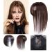 LXUE Realistic Crown Hairpieces with Bangs Human Hair Clip in Topper for Women with Hair Loss 8" Dark Brown 20cm Brown