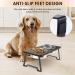Siooko Elevated Dog Bowls Wood Raised Stand with 2 Stainless Steel Bowls | Non-Slip Feet | 7.7 Tall | 58 oz Capacity - Buy Online on GoSupps.com