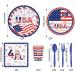 Patriotic Tableware Set - 4th of July Tableware Set | Patriotic Paper Plates | Patriotic Supplies Paper Plates Napkins Cups for Independence Day - Buy Online on GoSupps.com