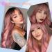 Qihang 26 inch Pink Wig with Bangs - Long Wavy Ombre Synthetic Wig for Women, Girls - Daily Party Replacement - Buy Online on GoSupps.com