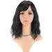 FAELBATY Short Black Wig with Air Bangs | Shoulder Length Synthetic Curly Wavy Bob Wig for Women - Perfect for Cosplay and Costumes - Buy Online on GoSupps.com