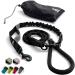 Dog leash with bungee extension for large and medium -sized dogs with jerk dampers |Reflecting elastic dog leash for walking (black) black medium