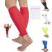 360 RELIEF Compression Calf Sleeves - for Fitness Sports | Shin Splints Torn Muscle Cramps Workout Circulation Running Jogging Marathon Hiking | 1 Pair Large Red with Mesh Laundry Bag | Red L-1PAIR