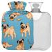 Naanle Hot Water Bottle with Cover Pizza Pug Transparent 2L Large Hot Water Bag for Bed Hand Feet Warmer for Pain Relief
