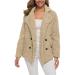 Hanxiulin plush jacket oversize warm lined fleecemantel ladies warm winter jacket windproof coat thick synthetic fur transition jacket Coat jacket winter jacket 3xl khaki