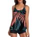 Floral Tankini Swimsuit for Women - Modest Loose Fit Two Piece Bathing Suit - Large Red - Buy Online on GoSupps.com