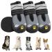 Slowton dog shoes Paw protection 4 pieces of waterproof dog shoes outdoor with non-slip sole reflective Velcro fastener dog boots for small medium-sized dogs winter (S-gray size 4) Size 4: width 5.5 cm i.Schwarz-grau-water density (4 pieces)