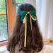 Bowknot Ribbon Decor Hair Barrette Back Head Spring Hair Clip Ribbon Bow Clip with Golden Edge Hair Accessories Red - Buy Online on GoSupps.com