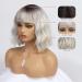 Bestung Ombre Short Silver Bob Wig with Bangs, Synthetic Hair Water Wave Natural Look for Daily & Party - 10 Inches (Platinum) - Buy Online on GoSupps.com