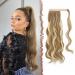 Fine braid horse tail hair extensions long wavy curly clip in ponytail synthetic hair braid hair extension hair part for women lightest ash brown & bleach blond 60 cm 60 cm (1 Pack) lightest ash brown & bleaching blonde