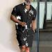 Men's Hawaiian Floral Print Casual Shirt and Shorts Set - Big and Tall - Black - XXL - Buy Online on GoSupps.com