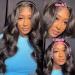 YELHADU Body Wave Human Hair Lace Front Wig 22 Inch 150% Density | Pre Plucked 13x4 HD Lace Frontal Wig for Women with Baby Hair | Natural Black - Buy Online on GoSupps.com