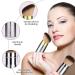 Retractable Kabuki Makeup Brushes Set - 2 Pc Portable Foundation Blush & Powder Brushes for Liquid Cream Cosmetics Travel - Silver Green - Buy Online on GoSupps.com