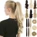 Ponytail Extension Clip in 18 20 Inch Long Wavy Straight Wrap Around Pony Tail One Piece Jaw/Claw Hairpiece for Women Grils Light Blonde Mix Bleach Blonde 18 Inch-Claw Light Blonde Mix Bleach Blonde-Curly(Claw)