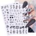 Decoration Floral Geometry Leaves Nail Stickers 3D Gothic Hollow Black White Flowers(F-811) - Buy Online on GoSupps.com