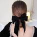 Kioiner 2 Pcs Large Bow Hair Clips Black Red Velvet Bows Barrettes French Bowknot Hair Clips Metal Hair Clips with Long Tail for Girls Women Ladies - Buy Online on GoSupps.com
