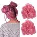 iLUU Pink Hair Bun Extensions Hairpiece Wavy Curly Messy Donut Chignons Hair Piece Wig Hairpiece Wig Hair Buns for Girl Women Lady 2pcs/package 2311# #2311-pink