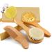 Auvstar baby natural hair brush newborn hairbrush toddlers comb set goat bristle brush with silicone hair brush treatment wooden bristle brush perfect scalp care products for infants children