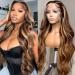 13x4 Highlight Lace Front Human Hair Wig 32 Inch Transparent HD Lace Body Wave Wig For Black Women Ombre 4/27 Brown To Blonde Piano Colored Wig 32 Inch 180% Density 13x4 Wavy Highlight Wig
