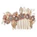 Angoily Bridal Comb Bridal Accessories Hairpins Grips Barrettes Rhinestone for Hair Flowers Decoration Hair Insert Comb Hair Jewels for Women Fabric Hair up Tricolor Pink Women's