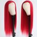 Missyvan Ruby Red Long Straight Synthetic Wig - Natural Look, Heat Resistant Fiber, Middle Parting - Buy Online on GoSupps.com