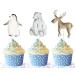PC Arctic Animals Cupcake Toppers - Set of 10 | Perfect for Birthday and Baby Shower Decorations Blue