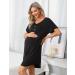 Sykooria Maternity Nightdress Short Sleeve Nursing Nightgown - Black XL - Buy Online on GoSupps.com