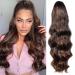 Yeeshedo black ponytail hair part clip extensions with cord strain long wavy black with brown highlights hair extension natural wigs afro curly ponytail for braid dark brown blond