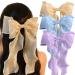 Youvelst 3PCS Bow Hair Barrettes for Girls Blue Purple White Large Hair Metal Clips for Women French Barrette Big Bow Ribbon Hair Accessories Blue&White&Pink