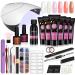 Poly Nail Extension Gel Kit, Phoenixy 6 Colors Poly Nail Gel with 36W U V/LED Nail Lamp Nail Builder Set 1 Color Nail powder pen All-in-One Manicure Starter Kit