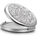 OMIRO Compact Mirror Mini Mix Diamond 1X/2X Magnifying Round Metal Pocket Makeup Mirror (Silver) Silver mix Diamond 1X/2X