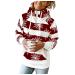 Ganfancp Women's Sweatshirt Winter Warm Thickened Turtleneck Long Sleeve Pullover Plaid Print Drawstring Zipper Pocket Top Red Women Tops 81 Large