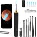 Ear Wax Removal Ear Cleaner with Camera Ear Wax Removal Kit with 1080P Ear Camera Otoscope with vLight Ear Cleaning Kit for iPhone iPad Android Phones-Black(1080P) (Black)
