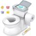BabyBond Baby Potty Training Toilet with Realistic Flushing Sound & Feel Like an Adult Toilet, Removable Pot, Toddler Potty Seat with Storage Tank and Toilet Paper Holder for Aged 1-3 white grey