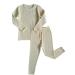 DreamBuy 20 Colours Ribbed Pyjama/Tracksuit/Loungewear Unisex Boys And Girls Pyjamas Baby Clothes Pyjamas For Women And Mens Pyjamas 2-3 Years Apricot