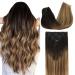 Doores real hair extensions clip in dark brown to chestnut brown and dirty blonde highlights 45cm 18 inch 7 pieces 120g natural eechhaar extensions remy human clips in hair extension 45cm-12/6/18 dark brown to chest groove brown and dirty blonde highlight