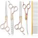 Jason Professional Dog Cup Set - 6 in 1 Fur Scissors for Dogs | 7 Straight Curved Chunker & Thinning Scissors with Ergonomic Handle Rose Gold - Buy Online on GoSupps.com