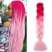 Gairyan jumbo braids extensions lichen art hair 1 piece 100g braiding hair extensions 60cm ombre synthetic braids afro hair for box crochet braids (dark pink/pink) 60 cm (1 piece) dark pink/pink