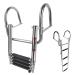 4 Step Pontoon Boat Ladder,Heavy Duty Folding Telescoping Rear Entry Inboard Ladder with Wide Steps Swim Deck with Pedals Hand Railings
