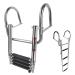 4 Step Pontoon Boat Ladder,Heavy Duty Folding Telescoping Rear Entry Inboard Ladder with Wide Steps Swim Deck with Pedals Hand Railings
