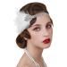 SWEETV 1920s Flapper Headband  Great Gatsby Feather Headpiece  Roaring 20s Vintage Hair Accessories  White